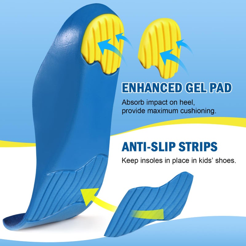 Ailaka Kids Orthotic Cushioning Arch Support Shoe Insoles, Children Pu Foam Inserts for Flat feet, Plantar Fasciitis, Feet Heel Pain Relief - Image 4